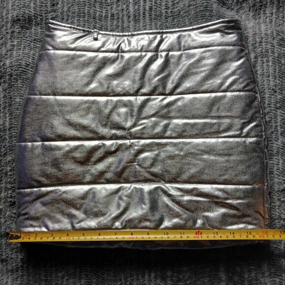 Metallic Silver Puffer Mini Skirt | Small - Picture 6 of 7